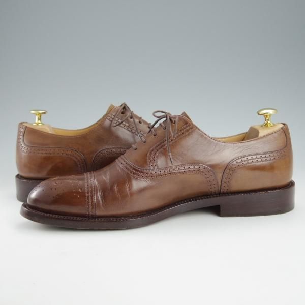 極上★(伊)タニノクリスチー SIZE 9【定価15万円以上★ブラックラピド製法/セミブローグ】131318/カーフ/茶/TANINO CRISCI★i441