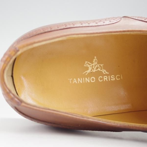 極上★(伊)タニノクリスチー SIZE 9【定価15万円以上★ブラックラピド製法/セミブローグ】131318/カーフ/茶/TANINO CRISCI★i441