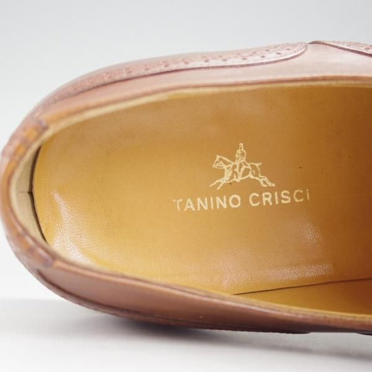 極上★(伊)タニノクリスチー SIZE 9【定価15万円以上★ブラックラピド製法/セミブローグ】131318/カーフ/茶/TANINO CRISCI★i441