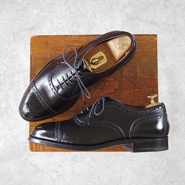 極美品★オールデン 6E【貴重★ハンプトンラスト/909】セミブローグ/カーフ/黒/メンズ/Alden★i444