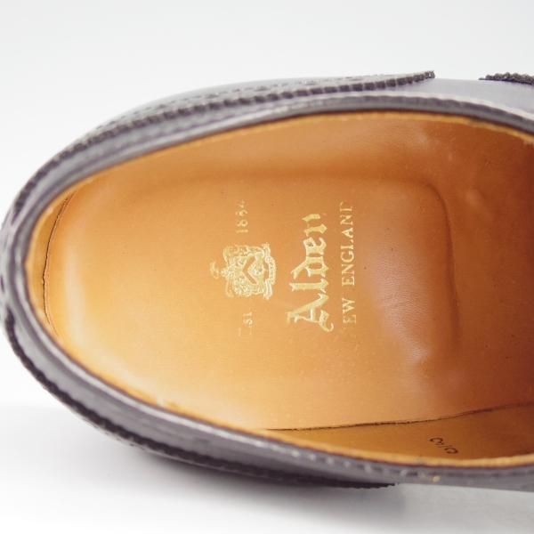 極美品★オールデン 6E【貴重★ハンプトンラスト/909】セミブローグ/カーフ/黒/メンズ/Alden★i444