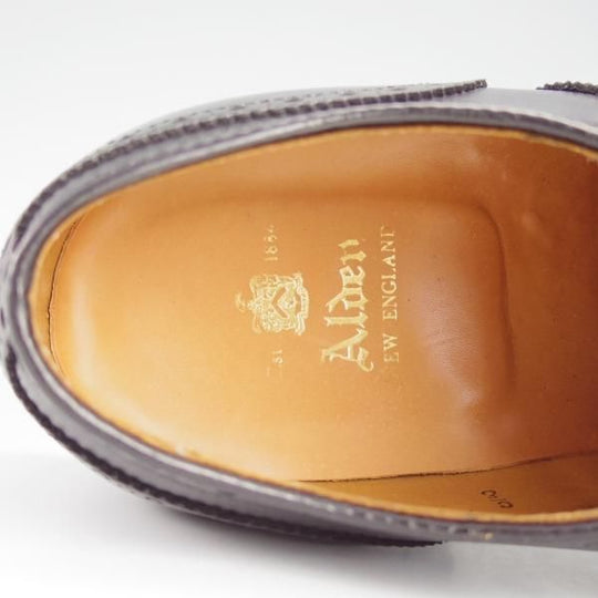 極美品★オールデン 6E【貴重★ハンプトンラスト/909】セミブローグ/カーフ/黒/メンズ/Alden★i444