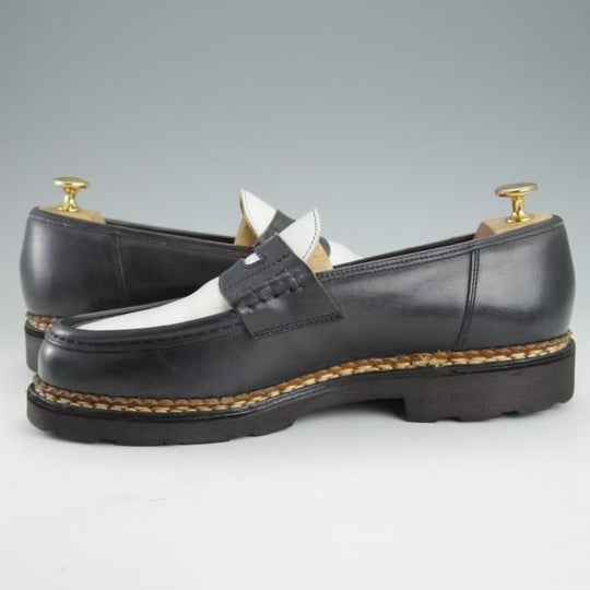 極上★パラブーツ SIZE 8.5【モデル定価￥71,500-★ランス/REIMS/ビームス別注】コインローファー/コンビ/紺×白/BEAMS/Paraboot★i448