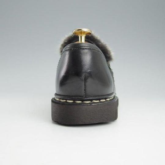 美品★パラブーツ SIZE 6【定価￥92,400-★VISON(ミンクファー)仕様/REIMS/ランス】コインローファー/リスレザー/黒/Paraboot★i449