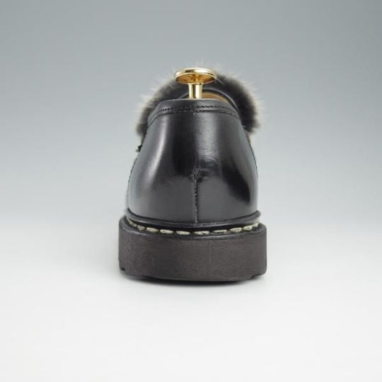 美品★パラブーツ SIZE 6【定価￥92,400-★VISON(ミンクファー)仕様/REIMS/ランス】コインローファー/リスレザー/黒/Paraboot★i449