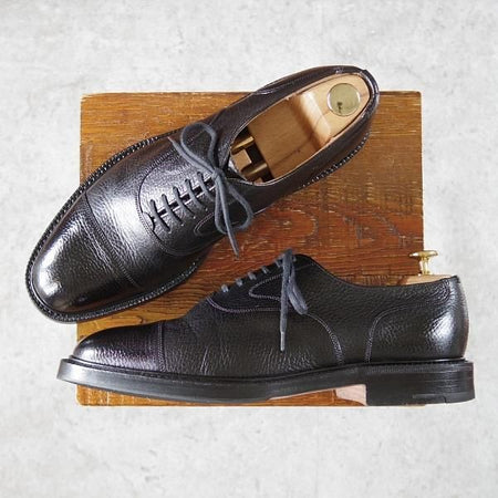 極上★チャーチ 75F/UK7.5【貴重★73ラスト/4都市ロゴ過渡期】ストレートチップ/グレインレザー/黒/メンズChurch's★i452