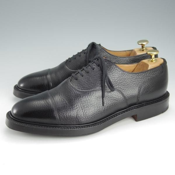 極上★チャーチ 75F/UK7.5【貴重★73ラスト/4都市ロゴ過渡期】ストレートチップ/グレインレザー/黒/メンズChurch's★i452