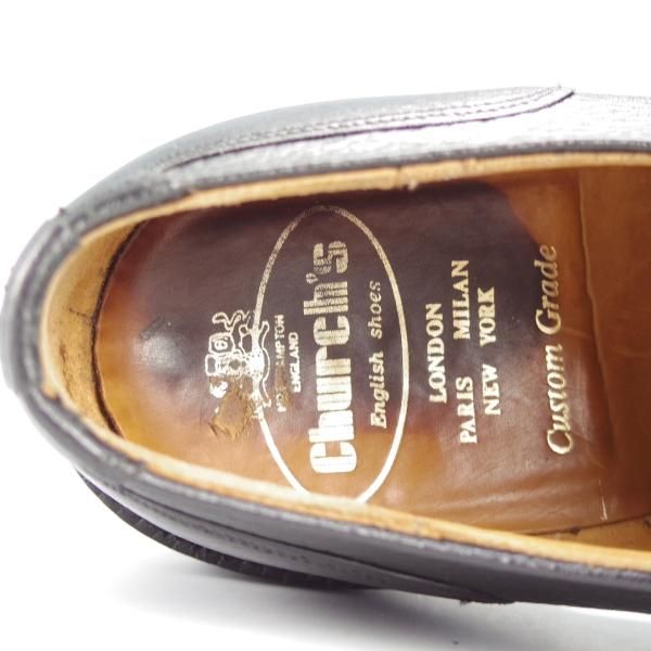 極上★チャーチ 75F/UK7.5【貴重★73ラスト/4都市ロゴ過渡期】ストレートチップ/グレインレザー/黒/メンズChurch's★i452