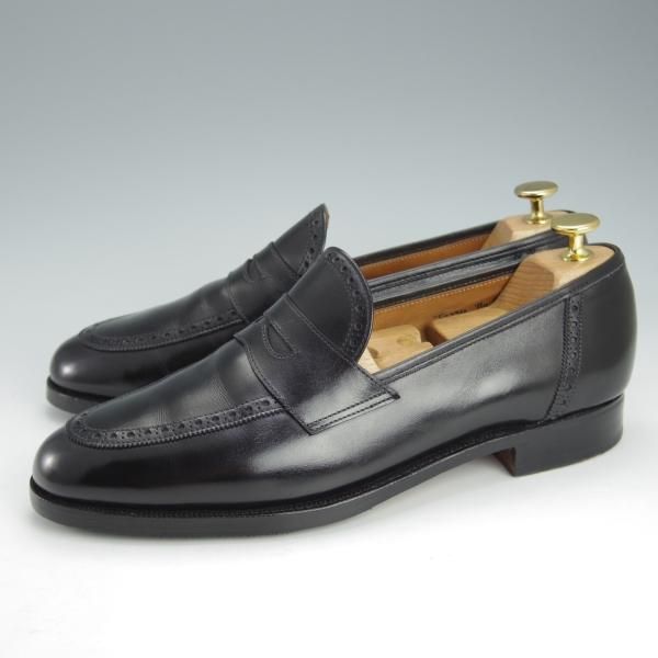 極上★クロケット&ジョーンズ 7.5F【★(英)ニュー&リングウッド別注/New&Lingwood】コインローファー/240ラスト/黒/Crockett&Jones★i453