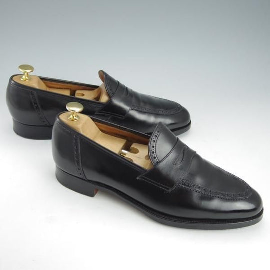 極上★クロケット&ジョーンズ 7.5F【★(英)ニュー&リングウッド別注/New&Lingwood】コインローファー/240ラスト/黒/Crockett&Jones★i453