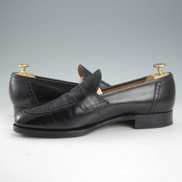 極上★クロケット&ジョーンズ 7.5F【★(英)ニュー&リングウッド別注/New&Lingwood】コインローファー/240ラスト/黒/Crockett&Jones★i453