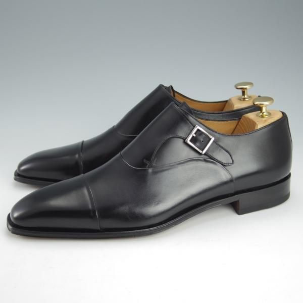 新品★(伊)サントーニ SIZE 7.5【★サイドモンク/6371】カーフ/黒/メンズ/Santoni★i455