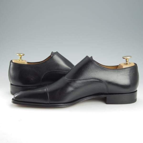 新品★(伊)サントーニ SIZE 7.5【★サイドモンク/6371】カーフ/黒/メンズ/Santoni★i455