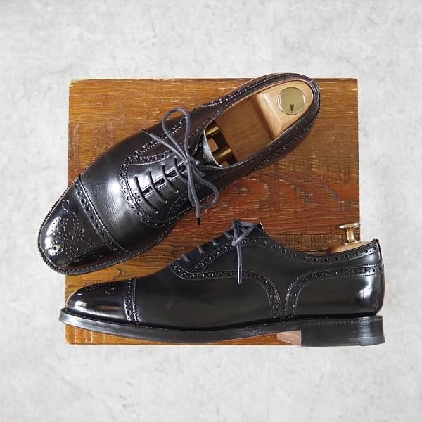 極美品★チャーチ 60F/UK6【貴重★73ラスト/ディプロマット同仕様】LAVANT/セミブローグ/カーフ/黒/メンズ/Church's★i457