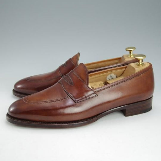 極美品★(伊)エドアルド・ジャルディーニ SIZE 8【定価￥96,120-★ブラックラピド製法/コインローファー】茶/EDOARDO GIARDINI★i460