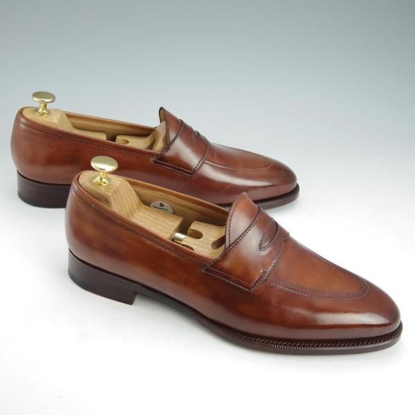 極美品★(伊)エドアルド・ジャルディーニ SIZE 8【定価￥96,120-★ブラックラピド製法/コインローファー】茶/EDOARDO GIARDINI★i460