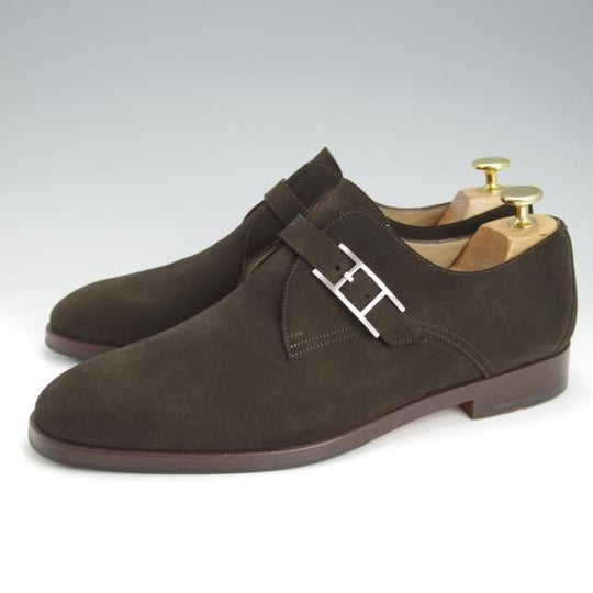 極上★(伊製)HERMES/エルメス SIZE 41【★モンクストラップ/スエード】濃茶/メンズ★i461