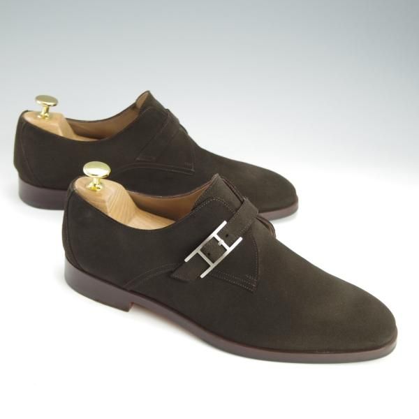 極上★(伊製)HERMES/エルメス SIZE 41【★モンクストラップ/スエード】濃茶/メンズ★i461