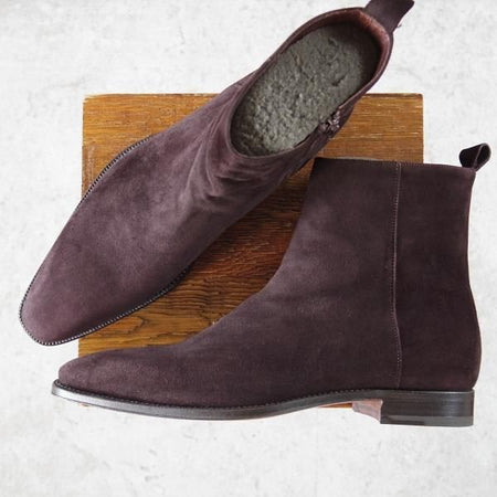 未使用★(伊)Roland 1953/ローランド SIZE 8【ブラックラピド製法★サイドジップブーツ/スエード】濃茶/メンズ★i466