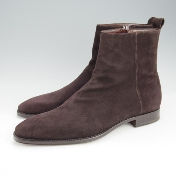 未使用★(伊)Roland 1953/ローランド SIZE 8【ブラックラピド製法★サイドジップブーツ/スエード】濃茶/メンズ★i466