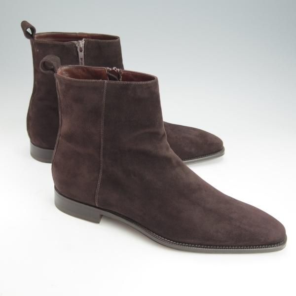未使用★(伊)Roland 1953/ローランド SIZE 8【ブラックラピド製法★サイドジップブーツ/スエード】濃茶/メンズ★i466