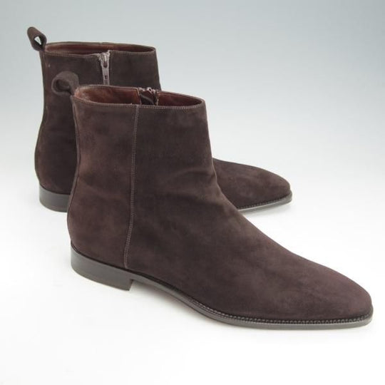 未使用★(伊)Roland 1953/ローランド SIZE 8【ブラックラピド製法★サイドジップブーツ/スエード】濃茶/メンズ★i466