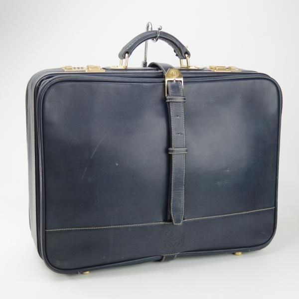 極上★(スペイン)ロエベ/LOEWE【高額★レザー/トランクケース(ソフトタイプ)】メンズ/ビジネス/バッグ/紺/革/鞄/ブリーフ★N5826