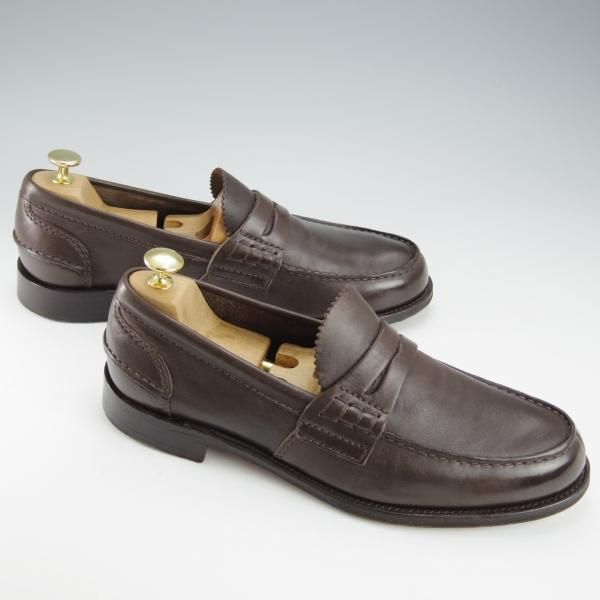 美品★チャーチ 90F/UK9【定価￥157,300-★コインローファー/Pembrey】126ラスト/ビーフロール/カーフ/濃茶/メンズ/Church's★i482