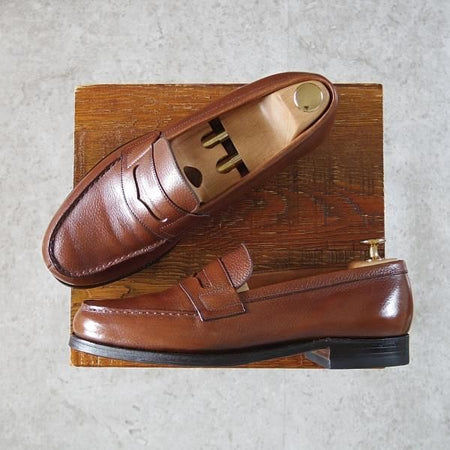 ★J.M.ウェストン 6.5D【現行定価￥126,500-★180/旧ロゴ/コインローファー】グレインレザー/茶/メンズ/Weston/ウエストン★i490
