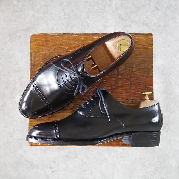 ほぼ試着程度★(銀座)REGAL TOKYO UK6程度【オーダー価格30万円以上★ビスポーク品/フルハンド】ハンドソーンウェルテッド製法/黒★i495