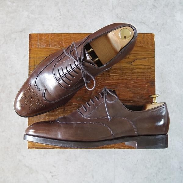 美品★ジョンロブ SIZE 6.5【貴重★エルメス別注/HERMES/ミュージアムカーフ】HECTOR/H413ラスト/茶/JOHN LOBB★i508