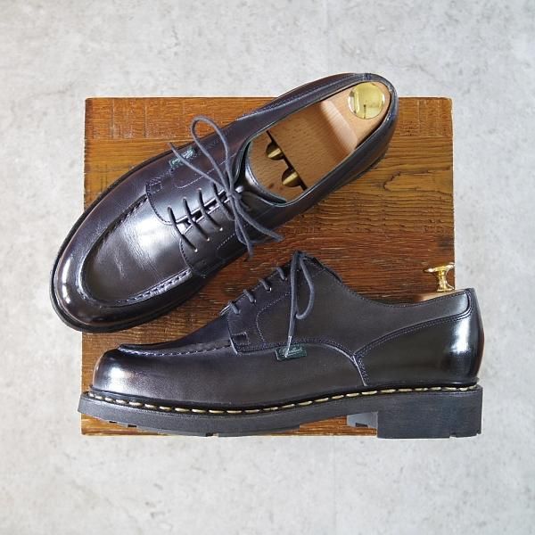 極美品★パラブーツ SIZE 6【定価￥79,200-★シャンボード/CHAMBORD】リスレザー/TEXソール/Uチップ/NUIT/紺/メンズ/Paraboot★i510