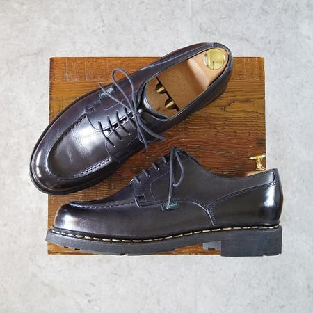 極美品★パラブーツ SIZE 6【定価￥79,200-★シャンボード/CHAMBORD】リスレザー/TEXソール/Uチップ/NUIT/紺/メンズ/Paraboot★i510