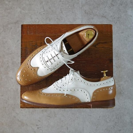 極上★チャーチ(レディース) SIZE 36.5【★バーウッド/BURWOOD 3W】フルブローグ/ウイングチップ/薄茶×白/カーフ/Church's★i511