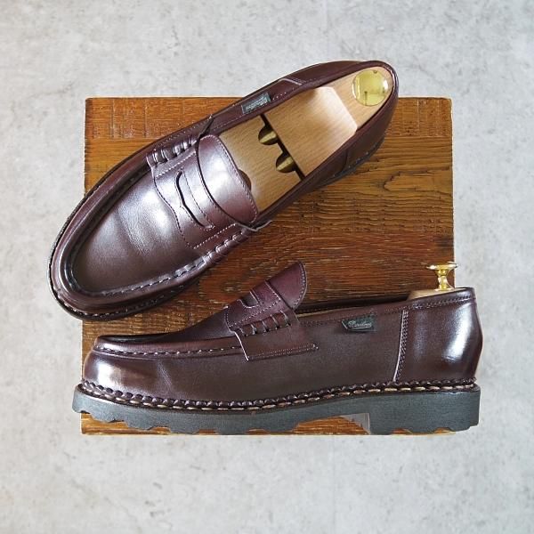 極美品★パラブーツ SIZE 6.5【定価￥79,200-★ランス/REIMS/カフェ】CAFE/コインローファー/リスレザー/濃茶/メンズ/Paraboot★i513