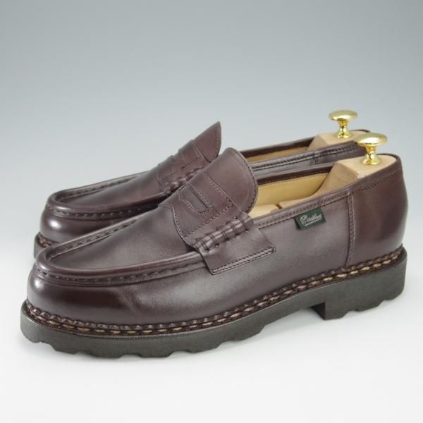 極美品★パラブーツ SIZE 6.5【定価￥79,200-★ランス/REIMS/カフェ】CAFE/コインローファー/リスレザー/濃茶/メンズ/Paraboot★i513