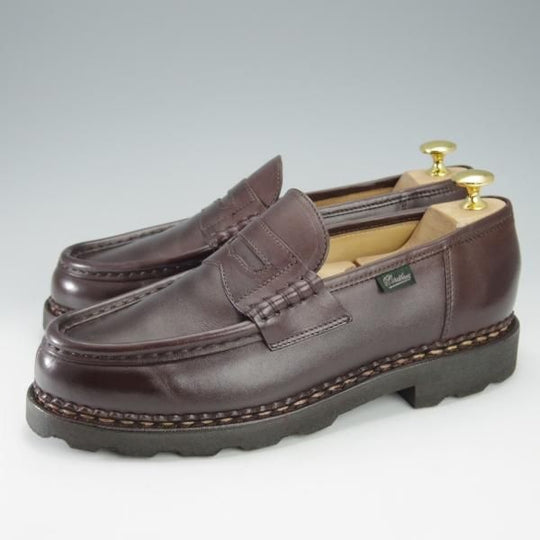 極美品★パラブーツ SIZE 6.5【定価￥79,200-★ランス/REIMS/カフェ】CAFE/コインローファー/リスレザー/濃茶/メンズ/Paraboot★i513