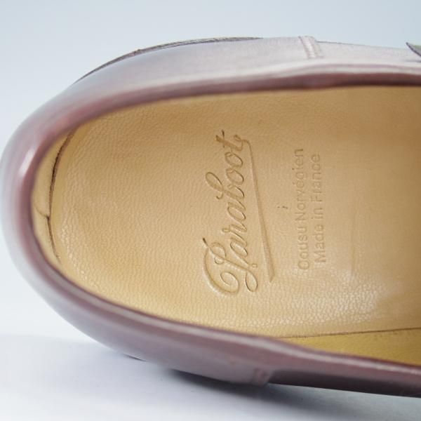 極美品★パラブーツ SIZE 6.5【定価￥79,200-★ランス/REIMS/カフェ】CAFE/コインローファー/リスレザー/濃茶/メンズ/Paraboot★i513