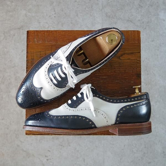 極上★クロケット&ジョーンズ 6.5E【コンビ仕様★SUFFOLK 2/スペクテイターシューズ】カーフ×ヌバック/紺×白/Crockett&Jones★i517