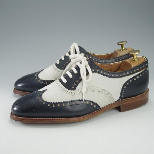極上★クロケット&ジョーンズ 6.5E【コンビ仕様★SUFFOLK 2/スペクテイターシューズ】カーフ×ヌバック/紺×白/Crockett&Jones★i517