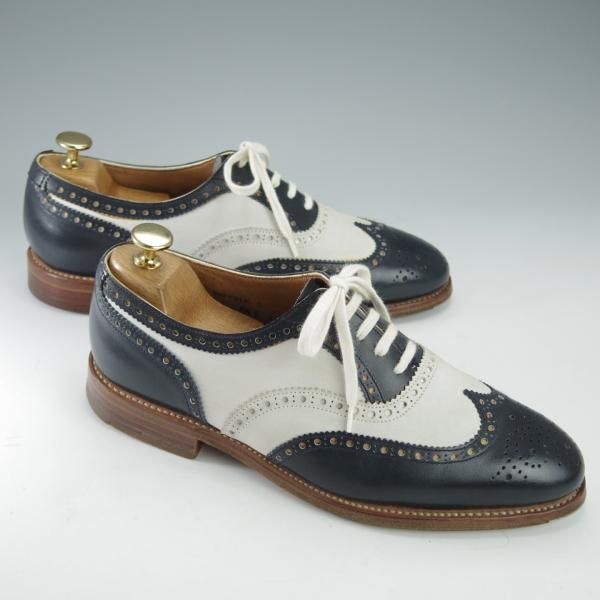 極上★クロケット&ジョーンズ 6.5E【コンビ仕様★SUFFOLK 2/スペクテイターシューズ】カーフ×ヌバック/紺×白/Crockett&Jones★i517