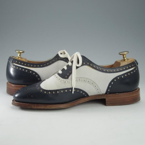 極上★クロケット&ジョーンズ 6.5E【コンビ仕様★SUFFOLK 2/スペクテイターシューズ】カーフ×ヌバック/紺×白/Crockett&Jones★i517