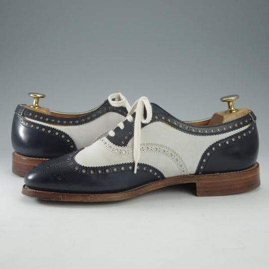 極上★クロケット&ジョーンズ 6.5E【コンビ仕様★SUFFOLK 2/スペクテイターシューズ】カーフ×ヌバック/紺×白/Crockett&Jones★i517