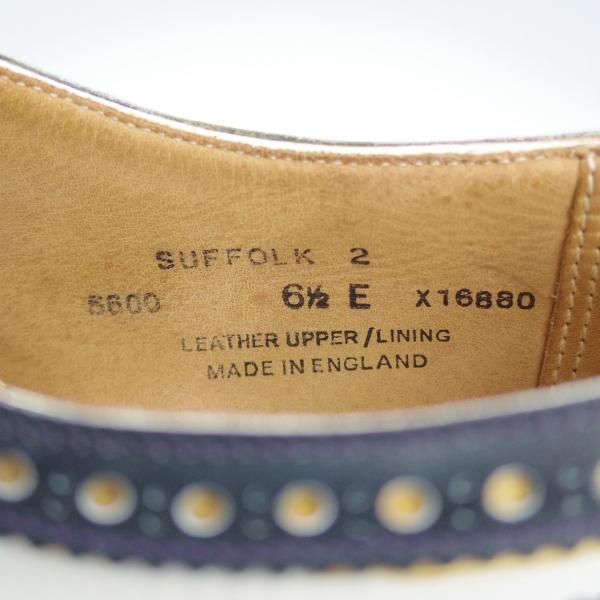 極上★クロケット&ジョーンズ 6.5E【コンビ仕様★SUFFOLK 2/スペクテイターシューズ】カーフ×ヌバック/紺×白/Crockett&Jones★i517