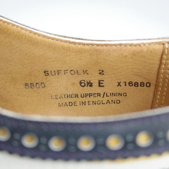 極上★クロケット&ジョーンズ 6.5E【コンビ仕様★SUFFOLK 2/スペクテイターシューズ】カーフ×ヌバック/紺×白/Crockett&Jones★i517
