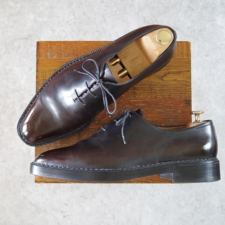 美品★(仏)ベルルッティ SIZE 8.5【貴重★ノルベジェーゼ製法のアレッサンドロ/ALESSANDRO】ホールカット/カーフ/濃茶/Berluti★i519