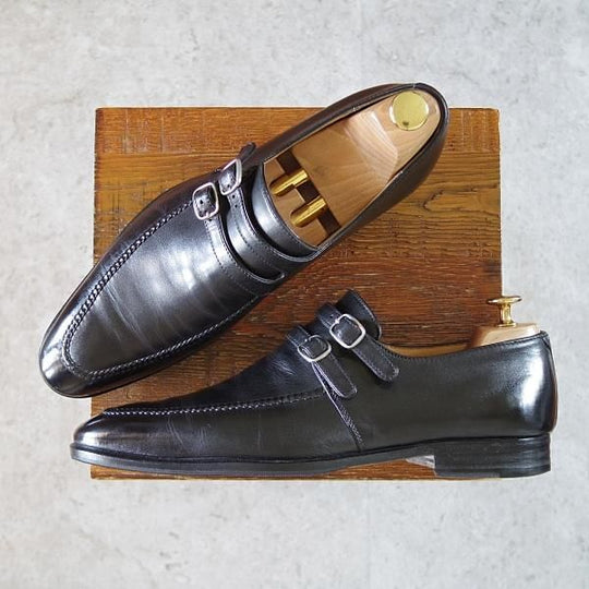 ★(伊)タニノクリスチー SIZE 7.5【定価15万円以上★モンクストラップ/132229】カーフ/黒/メンズ/TANINO CRISCI★i520