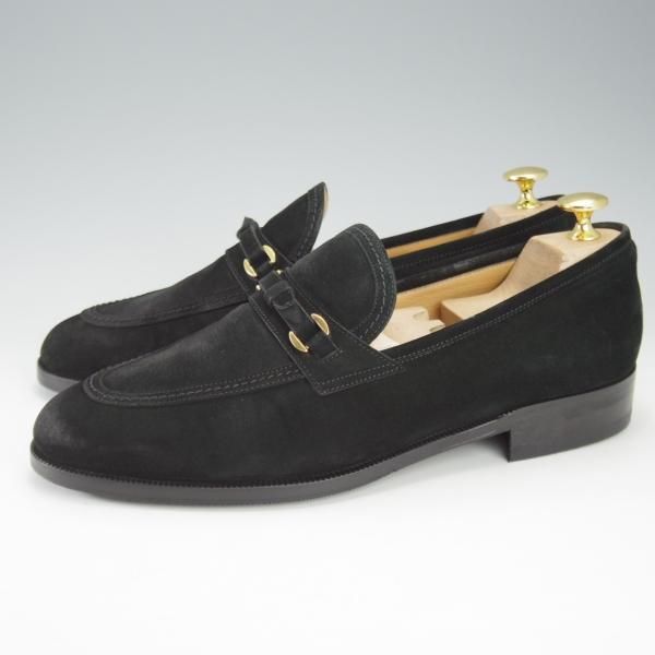 ★(伊)タニノクリスチー SIZE 7【定価15万円以上★ローファー/109675】スリッポン/スエード/黒/メンズ/TANINO CRISCI★i525