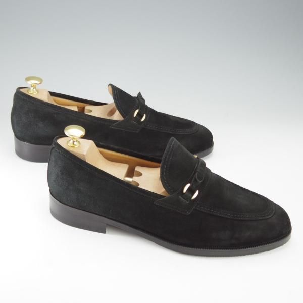 ★(伊)タニノクリスチー SIZE 7【定価15万円以上★ローファー/109675】スリッポン/スエード/黒/メンズ/TANINO CRISCI★i525