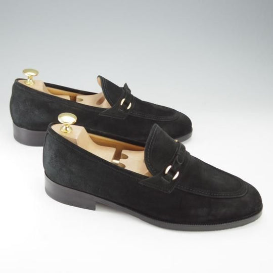 ★(伊)タニノクリスチー SIZE 7【定価15万円以上★ローファー/109675】スリッポン/スエード/黒/メンズ/TANINO CRISCI★i525